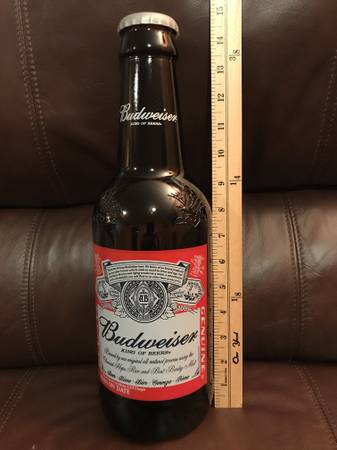 Vintage Large Budweiser Brown Glass Bottle 1