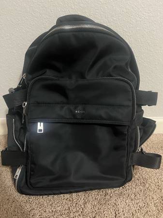 Reiss Black Backpack – Premium Nylon, Sleek & Minimal 1