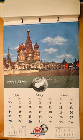 VINTAGE 1944 TWA AIRLINES WORLD AIR MAP CALENDAR - collectibles - by owner  - sale - craigslist
