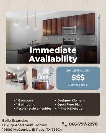 Upscale One Bedrooms Ready! 1