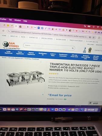 NEW TRIMONTINA 7-PC BUFFET WARMER 1