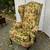 Vintage Queen Anne cherry wingback floral chair 2 thumbnail