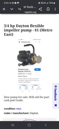 Dayton 3/4 hp flexible impeller pump 1