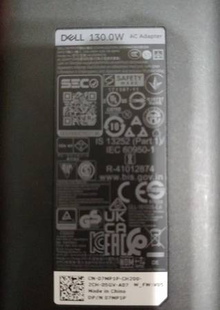 Dell 130-Watt Type-C 3-Prong AC Adapter with 3.2 ft Power Cord 1