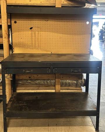 Black metal 2 drawer work bench workbench garden tool 1