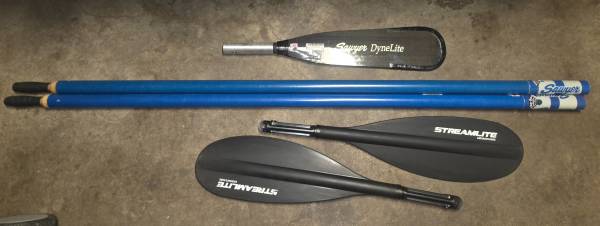 NEW 9ft Sawyer Polecat Oars + Cataract, plus extra wood carbon blades 1