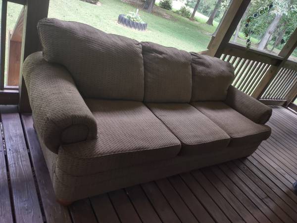 Couch: Brown/Tan: 102" Long: Very Good Condition 1