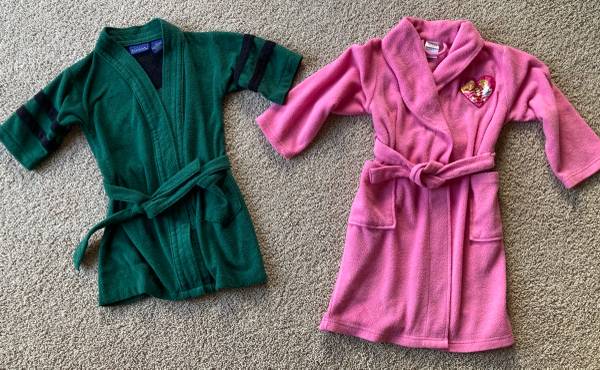 Kid's Bath Robe Boys Green size 4 5T Girls Pink Princess size 6 7 Swim 1