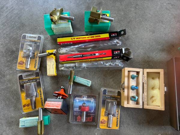 Router bits and mortising chosels, new 1