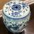 Pair of blue white koi fish motif garden stool decoration pedestal set 3 thumbnail