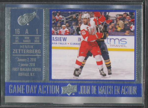 2016-17 Tim Hortons Game Day Action Henrik Zetterberg Red Wings 1