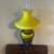 Victorian Canary Yellow Oil Lamp with Wrought Iron Base 60s 70s Metal 9 thumbnail