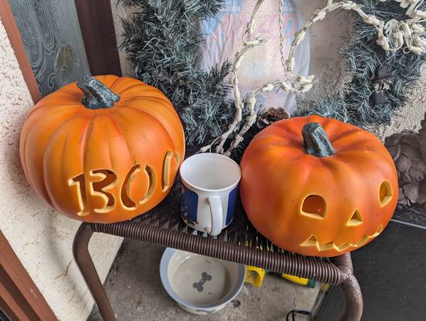 2 blow mold light up  Pumpkin Set halloween decoration jack o lantern 1