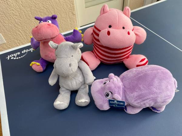 Lot of 4 various Hippos plush stuffed animals 1