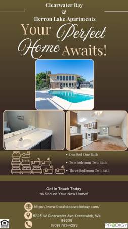 $1,500 / 2br - 1152ft2 - $1,200 de descuento al mudarse a Clearwater Bay – Por tiempo limitado (Kennewick)63829731655169120