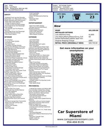 2016 Land Rover Range Rover HSE Sport Utility 4D - $19,950 (5971 W Hallandale Beach Blvd, West Park)63479568447105121