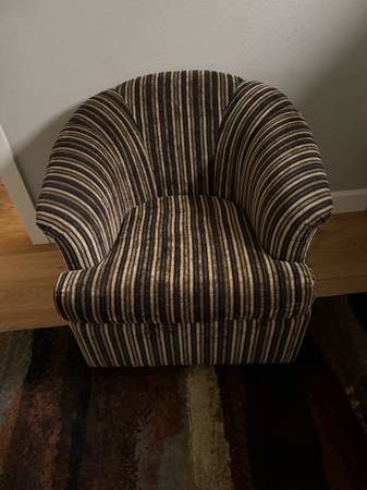 2 chairs .  Comfortable and on wheels. 1