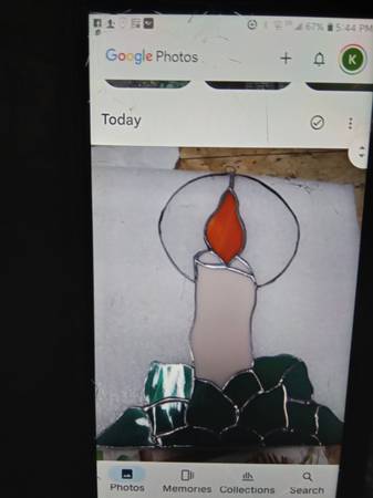 Xmas stained glass candle 1