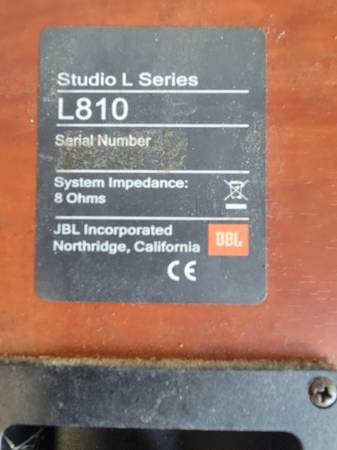JBL L810 cherry wood studio  speakers - $250 (Marathon)62926963992963121
