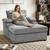 Brand New~Gray Chenille Large Chaise Lounge Chair with a large Ottoman, cup hold 11 thumbnail