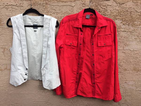 "Armani Exchange" men's long sleeve shirt(red) and vest(gray), size M 1