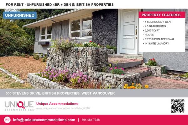 UniqueAccommodations.com ID:4216 Beautiful Family Home in West Van 1