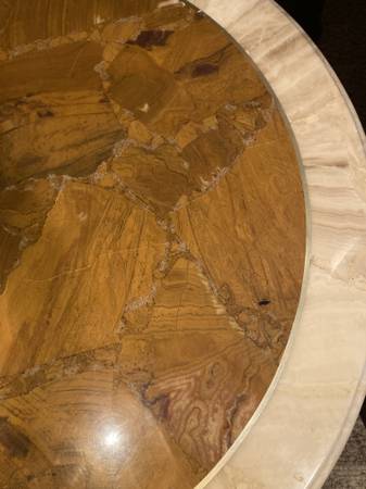 Designer Signed ALABASTER-STONE-ONYX VTG Round Accent Table Muller's- - $450 (Mountain Park Lilburn)63441254834433123