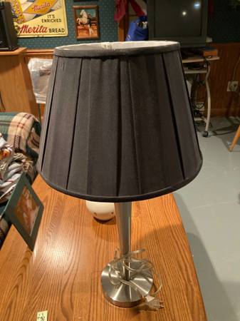 Table Lamp - Silver with a Deep Blue Shade 1