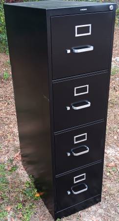 HON,4-Drawer,Letter-Size File Cabinet,Black,File Hanger Rails,Lock-Key 1