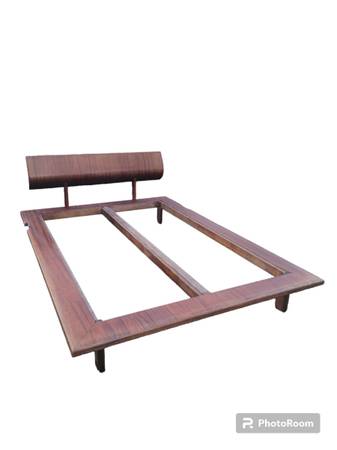 Mid century walnut wood bed frame 1