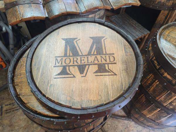 Custom Engraved Bourbon Barrel Cap Lazy Susan 1