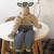 Vintage Cow Man Sculpture Doll! Ceramic Head & Hoofs, Cloth Clothing. 8 thumbnail