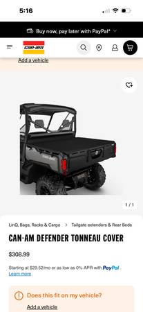 CanAm Defender Tonneau cover 1