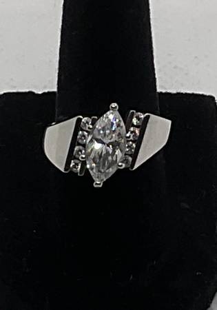 Sterling Silver Marquee & Accent & Cubic Zirconia Size 6 3/4 Ring 1