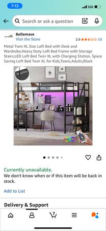 Twin metal loft bed w stairs 1