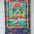 Large (32"x52") Green Tara silk applique thangka, Tibetan art scroll 13 thumbnail