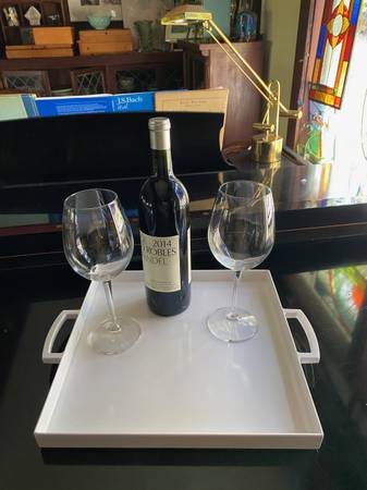 ZAK! Designs Square Melamine Serving Tray - White w/Handles 1