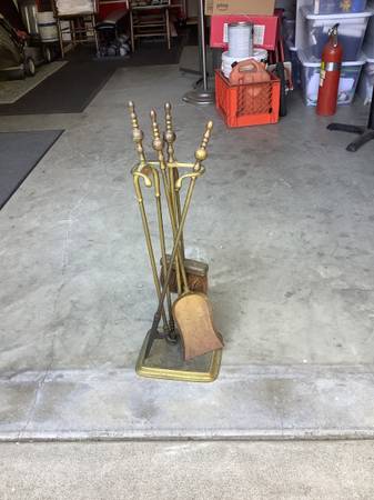 Vintage Brass Fireplace tools 1