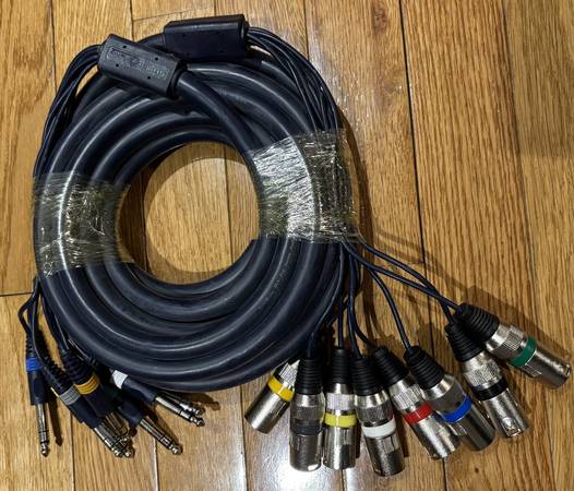 Stellar Labs 8 channel XLR-M to 1/4" TRS audio snake 20' 1