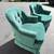 Vintage MCM Emerald Green Tufted Armchair Chairs On Wheels Casters Mid Century M 4 thumbnail