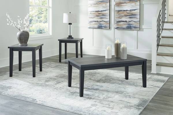 NEW Ashley Garvine Coffee Table 2 End Tables Charcoal Gray 3pc Set 1