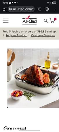 Gourmet Accessories, Large Stainless Steel All- Clad Roaster with Rack 1