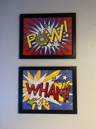 Framed Superhero comic word decor 1