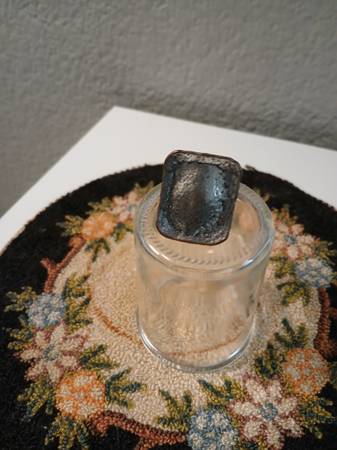 Rectangular Hammered Silver Metal Ring 1