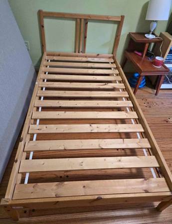 Ikea wood twin bed frame + slats. 1