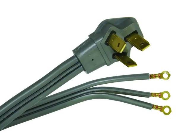 4 ft. 3-Wire Oven Range Replacement Cord Gray Flat plugs 1