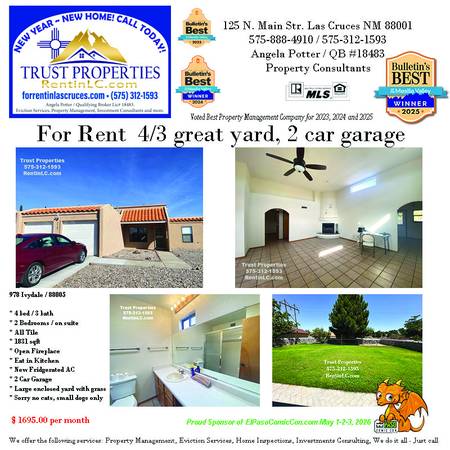 $1,695 / 4br - 1831ft2 - Awesome 4 bed / 3 bath larger home with great grassy yard (Elks Club)63861850593025120