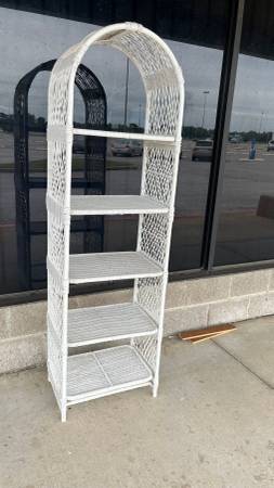 Wicker shelf  70”tall,21”length,14”deep. 1