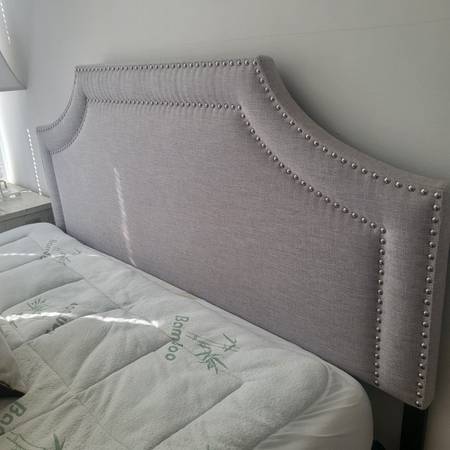 Gray Upholstered Headboard - Full/Queen 1
