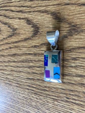 925 Silver Pendant with Blue Multicolor Stone-Silpada 1
